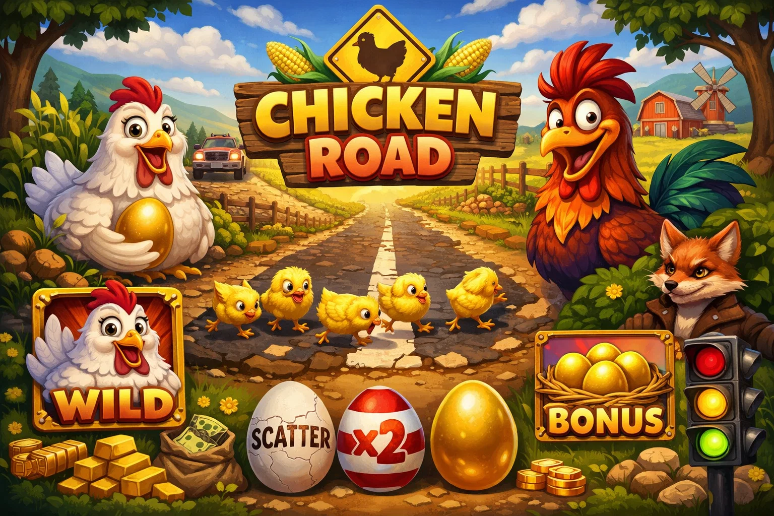 Android app interface showing Chicken Road gameplay